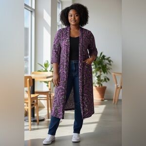 LuLaRoe Purple Patterned Kimono